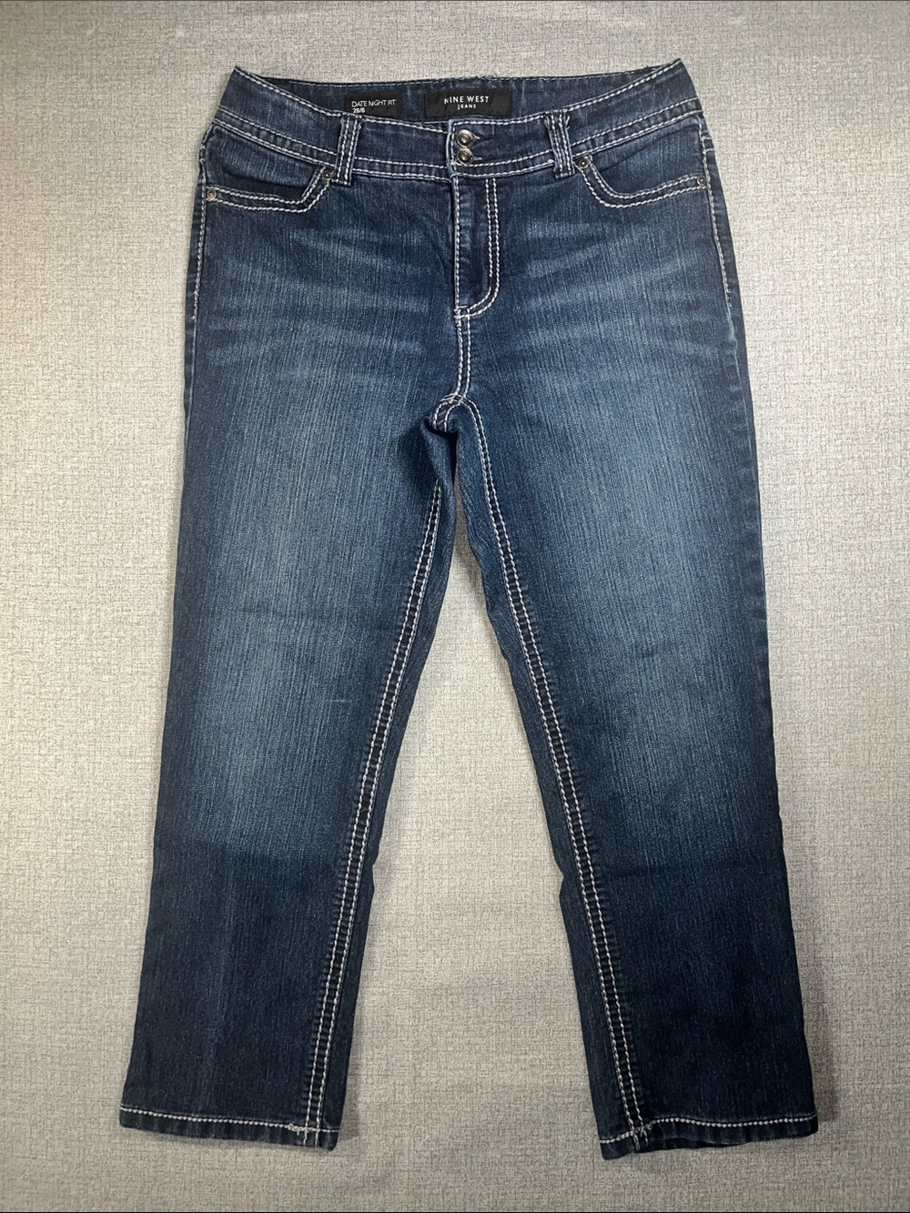 Nine West Date Night Fit Dark Blue Straight Leg Cropped Jeans, Womens size 28/6